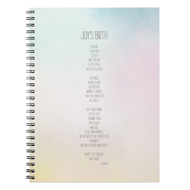 Joys Geburtsgedicht Inspiration Notizblock (Vorderseite)