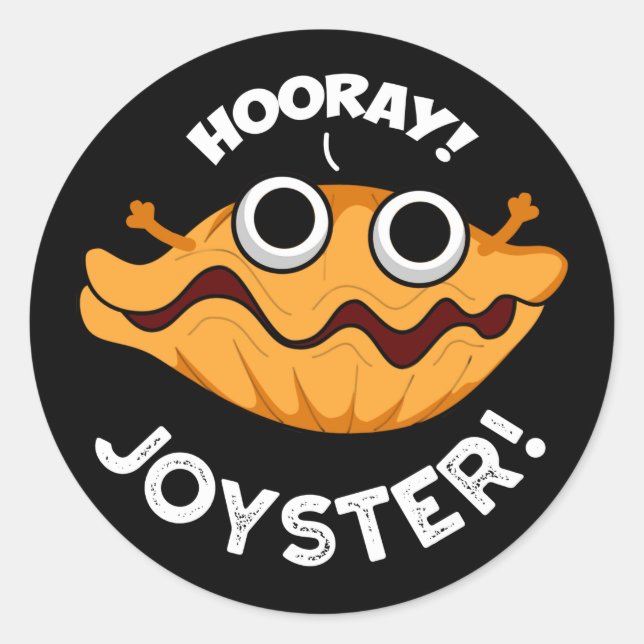 Joyster Funny Joyful Animal Oyster Pun Dark BG Runder Aufkleber (Vorderseite)