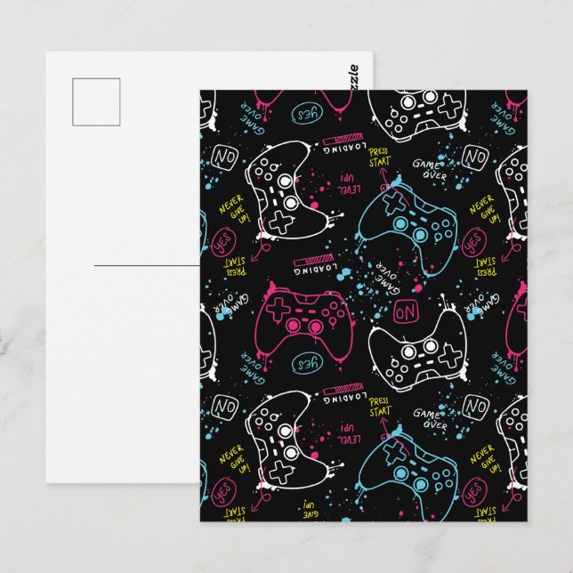 Joystick-Controller-Gaming Postkarte (Vorne/Hinten)