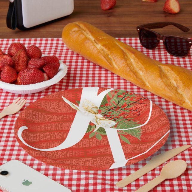 Joytypografie Zitat Rot und Grün Weihnachten Pappteller (Picknick)