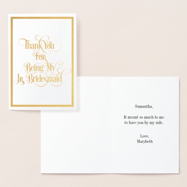 Jr Bridesmaid Vielen Dank Gold Foil Card Folienkarte (Anzeige)