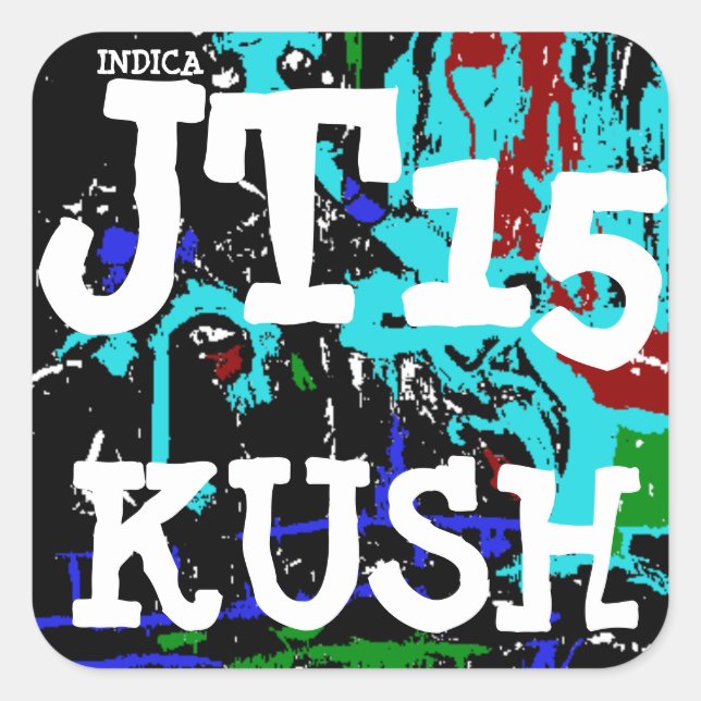 JT15 INDICA KUSH QUADRATISCHER AUFKLEBER (Vorderseite)
