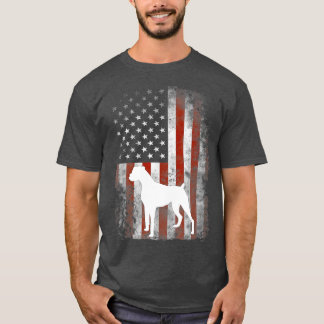 Ju 4. Ju. Weiße Boxer Dog Patriotic American Flag T-Shirt