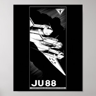 Ju 88 Ww2 deutsches Flugzeug Vintage 1941 Grafik Poster