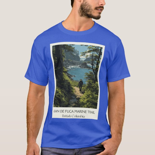 Juan de Fuca Marinerail West Coast Hiking Art Prin T-Shirt (Vorderseite)