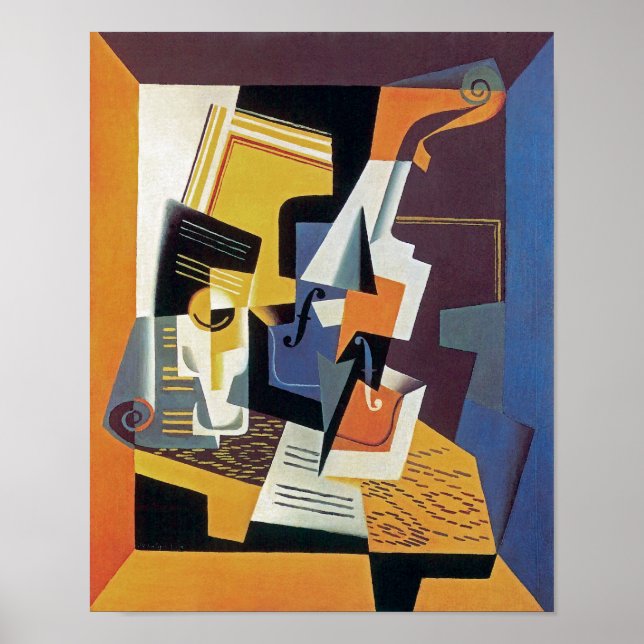 Juan Gris - Geige und Glas - Abstrakte Kunst Poster (Vorne)
