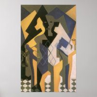 Juan Gris - Harlequin mit Tisch