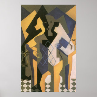 Juan Gris - Harlequin mit Tisch Poster