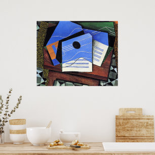 Juan Gris Kunstwerk, Gitarre auf einem Tisch, Poster