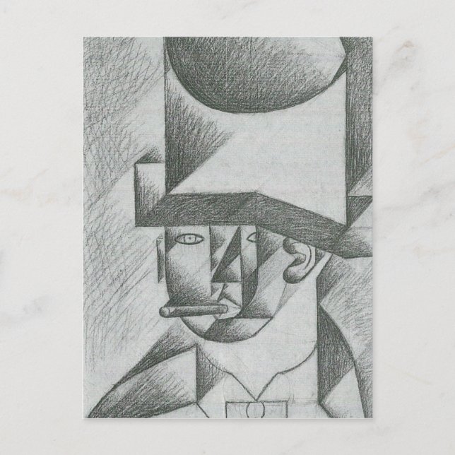 Juan Gris - Leiter eines Mannes mit Zigarre Postkarte (Vorderseite)