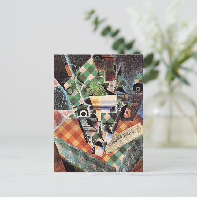 Juan Gris - Stillleben mit Checked Tablecloth Postkarte (Stehend Vorderseite)