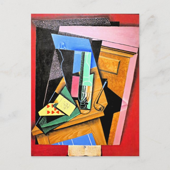 Juan Gris - Stillleben mit einem Gedicht Postkarte (Vorderseite)
