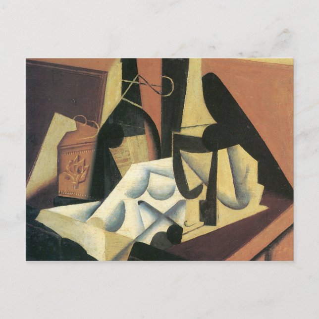 Juan Gris - Stillleben mit weißer Tischdecke Postkarte (Vorderseite)