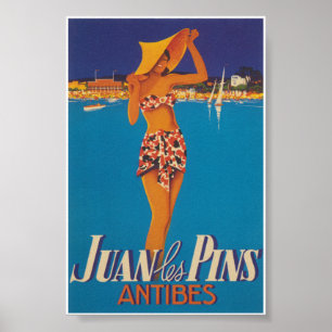 Juan Les Pins Antibes Frankreich Vintage Reise Poster
