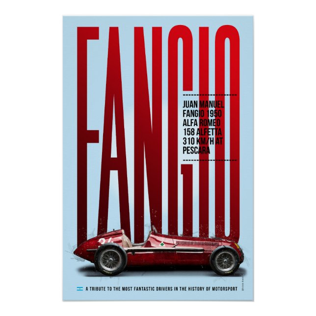 Juan Manuel Fangio Tribute Alfa 158 Poster (Vorderseite)