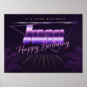 Juan Name Vorname lila Retroplakat Geburtstag Poster