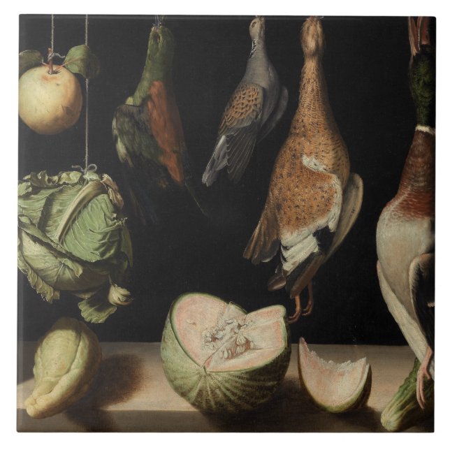 Juan Sanchez Cotan - Stillleben mit Spielgeflügel Fliese (Vorderseite)