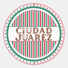 Juarez City Pride Emblem – Mexican Identity Runder Aufkleber