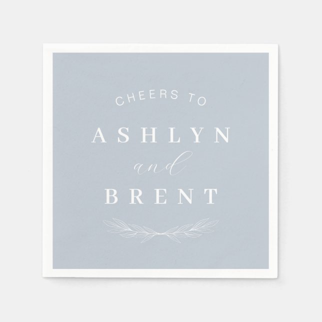 Jubel an Dusty Blue Wedding Cocktail Napkins Serviette (Vorderseite)