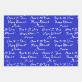 Jubel auf 20 Jahre Royal Blue Happy Retirement Geschenkpapier Set