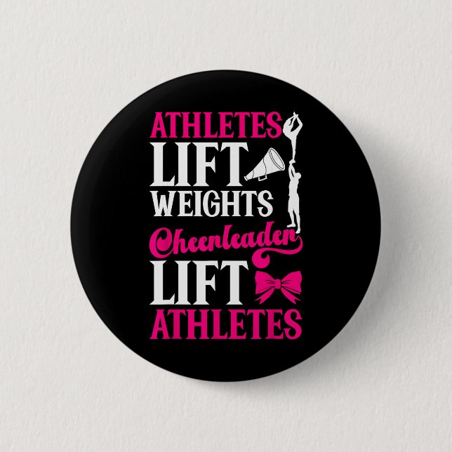 Jubel Cheerleading Athleten heben Gewichte Cheerle Button (Vorderseite)