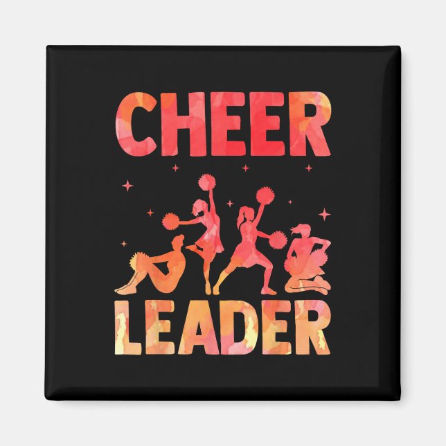 Jubel Cheerleading Wasserfarbe Regenbogen Cheer Le Magnet (Vorne)