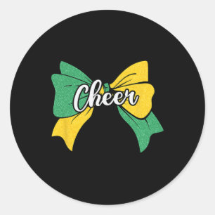Jubel Kokette Schleife Grün Gelb Cheerleaderin Jub Runder Aufkleber