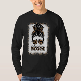 Jubel Mama Leopard Unordentlicher Dutt Cheerleader T-Shirt