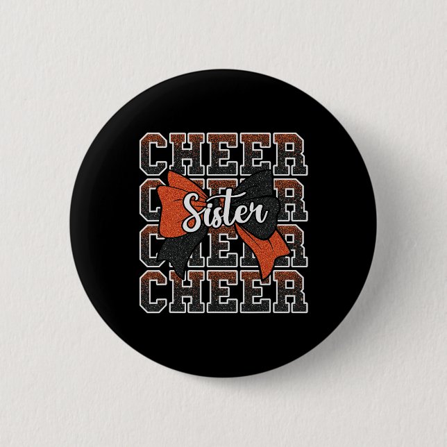 Jubel Schwester Bogen Sport Cheerleaderin Cheerlea Button (Vorderseite)