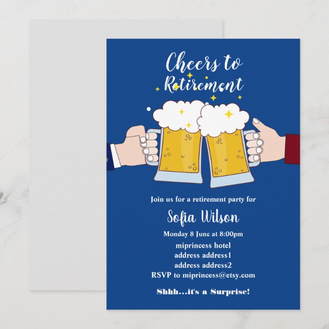 Jubeln, Bier, Party Einladung der Rente (Vorne/Hinten)