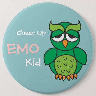 Jubeln Sie oben Emo Kindereule zu Button