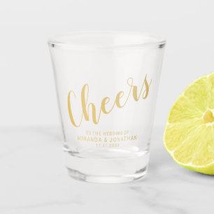 "Jubelt" moderner Skript-Goldhochzeit zu Schnapsglas
