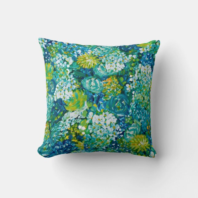 Jubilance Spring Floral Pillow Blue, Gelb, Grün Kissen (Vorderseite)
