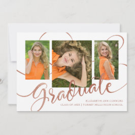 Jubilant Grad Imitate Rose Gold Multi Foto Card Ankündigung
