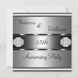 Jubiläum 25. Elegante Rolle Silberparty Einladung