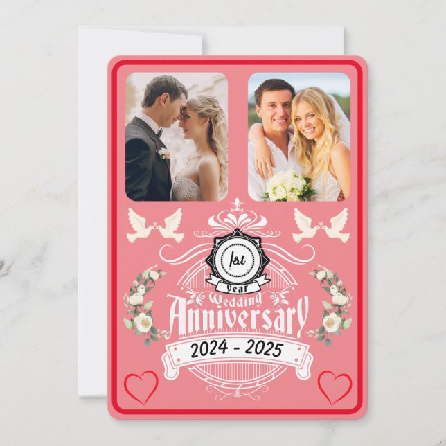 Jubiläum 2 Foto Einladung zum ersten Jahrestag (Vorderseite)