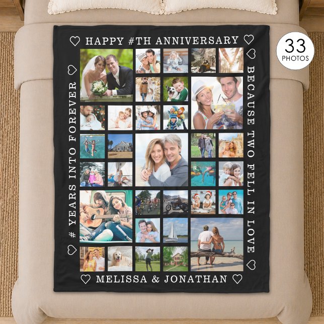 Jubiläum 33 FotoCollage Custom Personalisiert Fleecedecke (Von Creator hochgeladen)