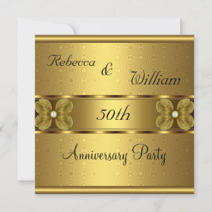 Jubiläum 50. Elegante Rolle Gold Party Floral Einladung