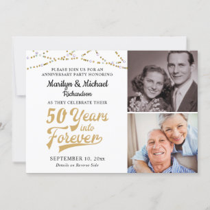 Jubiläum 50 JAHRE IN EWIGKEIT Gold Retro Einladung