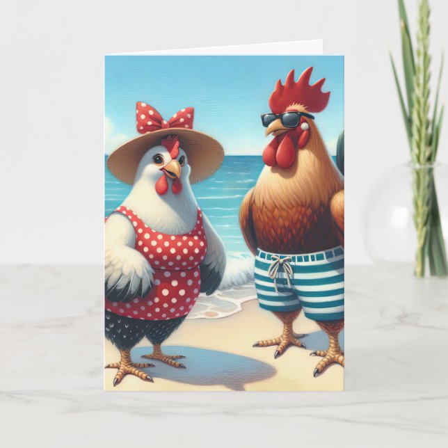 Jubiläum Beach Chickens Tragen Swimsuits Karte (Vorderseite)