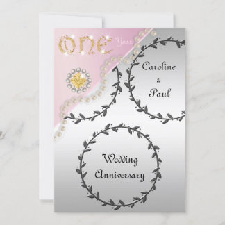 Jubiläum der 1. Hochzeit - Silberne Rose Gold Einladung