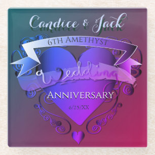 Jubiläum der 6. Hochzeit Glasuntersetzer