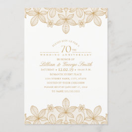 Jubiläum der 70. Hochzeit Elegantes Golden Lace Einladung