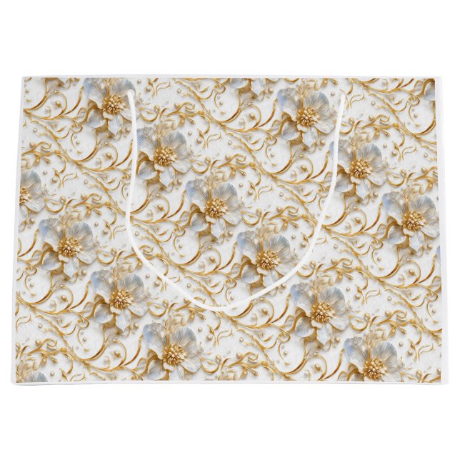 Jubiläum der Blume Weiß Große Geschenktüte (Vorderseite)