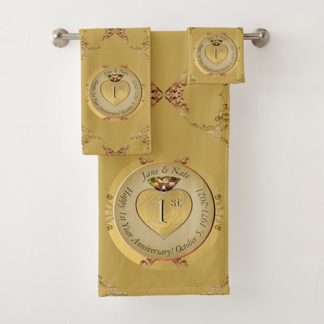Jubiläum der Goldenen Hochzeit Badhandtuch Set (Insitu)