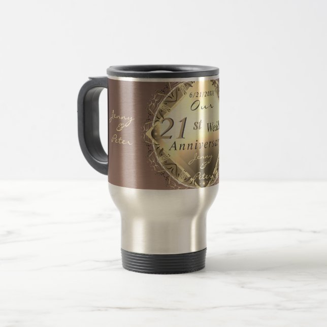 Jubiläum der Hochzeit Iolite & Brass Tasse (Vorderseite Links)