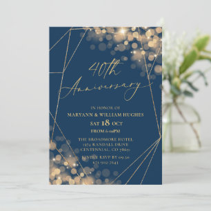 Jubiläum der Hochzeit von Gold & Navy Einladung
