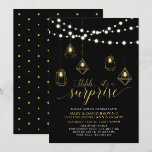 Jubiläum der Hochzeit von Gold und Schwarz Einladung