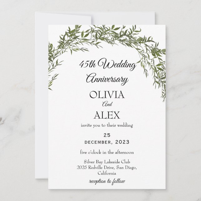 Jubiläum der Hochzeitsfeier Einladung (Vorderseite)