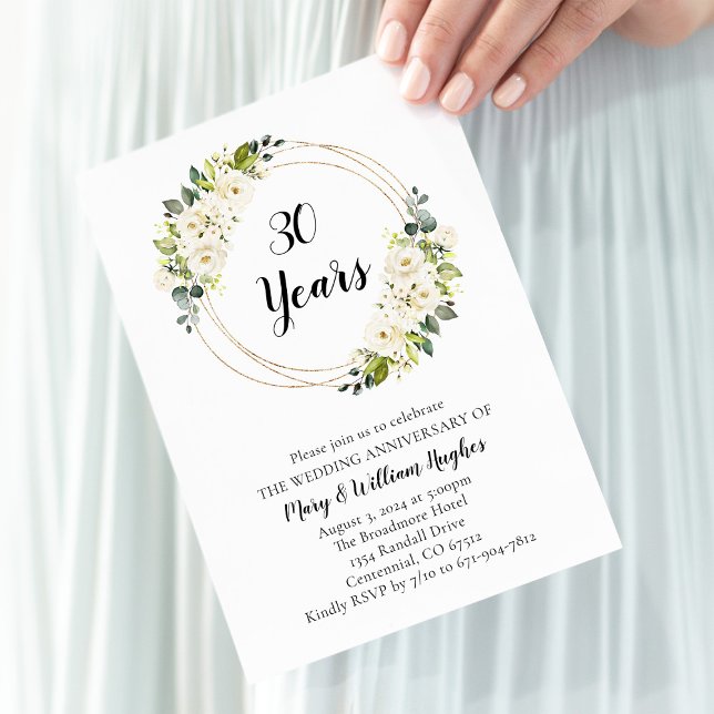 Jubiläum der Hochzeitsfeier mit weißer Creme Einladung (Von Creator hochgeladen)